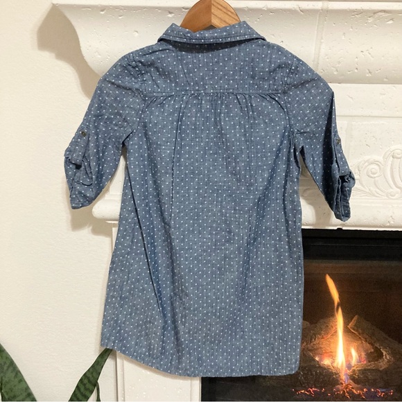 Girls Crazy 8 Chambray Denim Blue Polka Dot Dress Size 8 - Picture 2 of 8